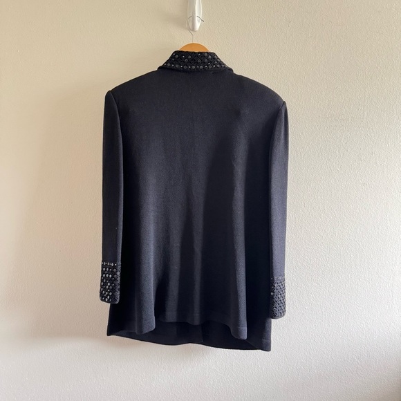 St John by Marie Gray Black Embellished Sequin Rhinestone Blazer Jacket size 14 - Picture 3 of 8
